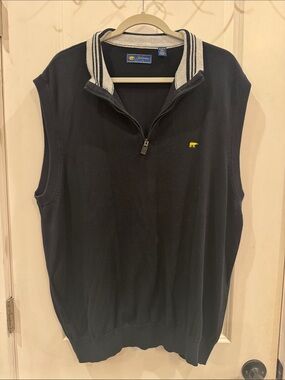 Jack Nicklaus Quarter-Zip Golf Sweater Vest with Striped Collar